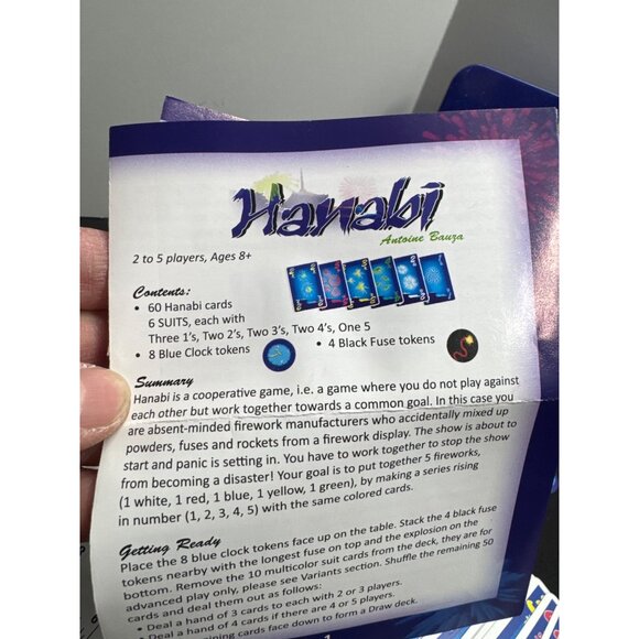R&R Games Hanabi Fireworks Card Game Tin Travel Game Complete Excellent Light Sc - Picture 5 of 11